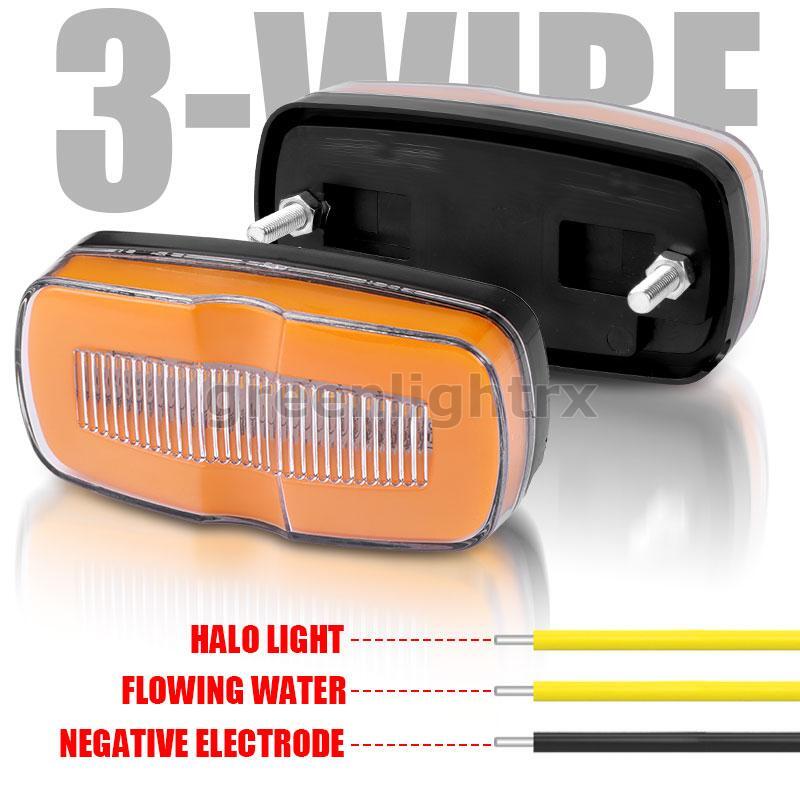 2X LED Red Amber Trailer Truck Brake Tail Light Turn Signal Flowing Side Marker