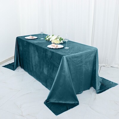 TEAL 90''x132'' Premium Velvet Rectangular Tablecloth Wedding Party Linens