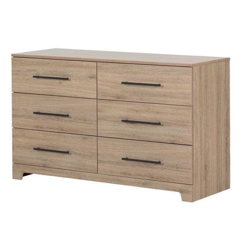 South Shore Canada Primo 6-Drawer Engineered Wood Double Dresser in Rustic Oak