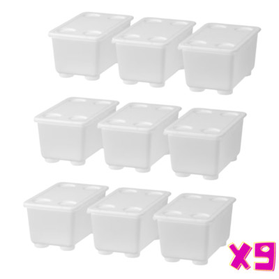 BNWT IKEA GLIS STORAGE BOX With Lid Storage Containers, 9 pack,  CLEAR COLORS