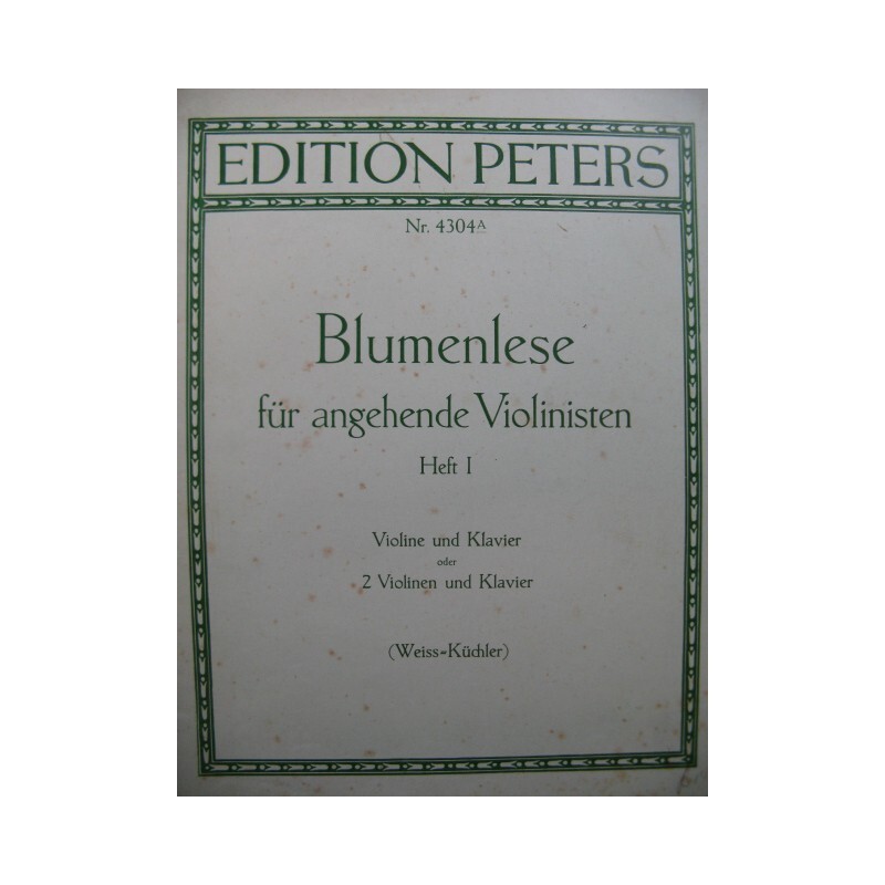 Blumenlese FÃ¼R Angehende Violinisten Heft I Piano 2 Violons