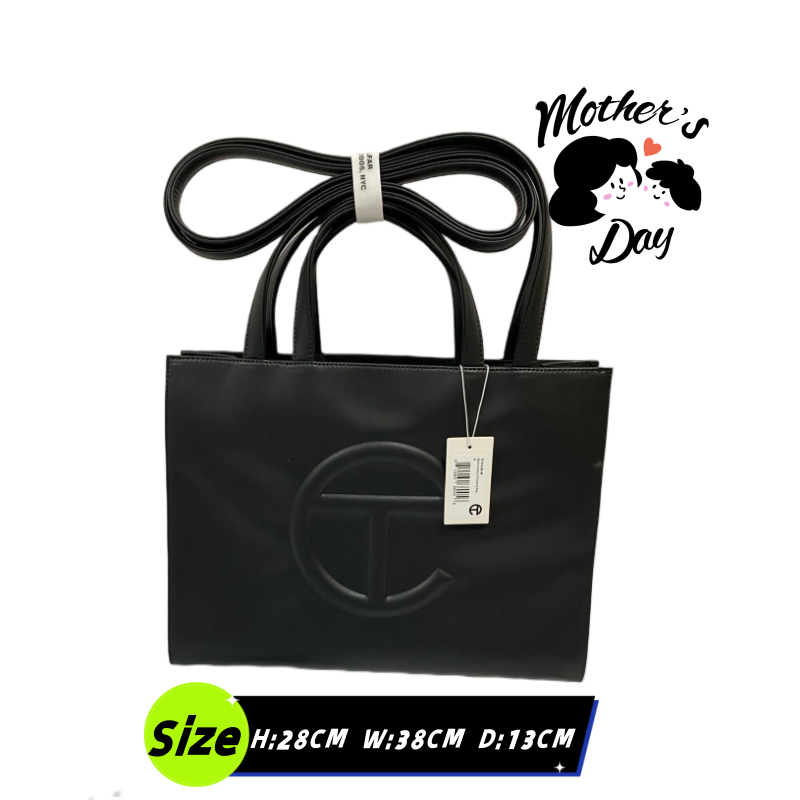 Telfar Medium Shopping Bag Handbag Vegan Leather Crossbody -Black