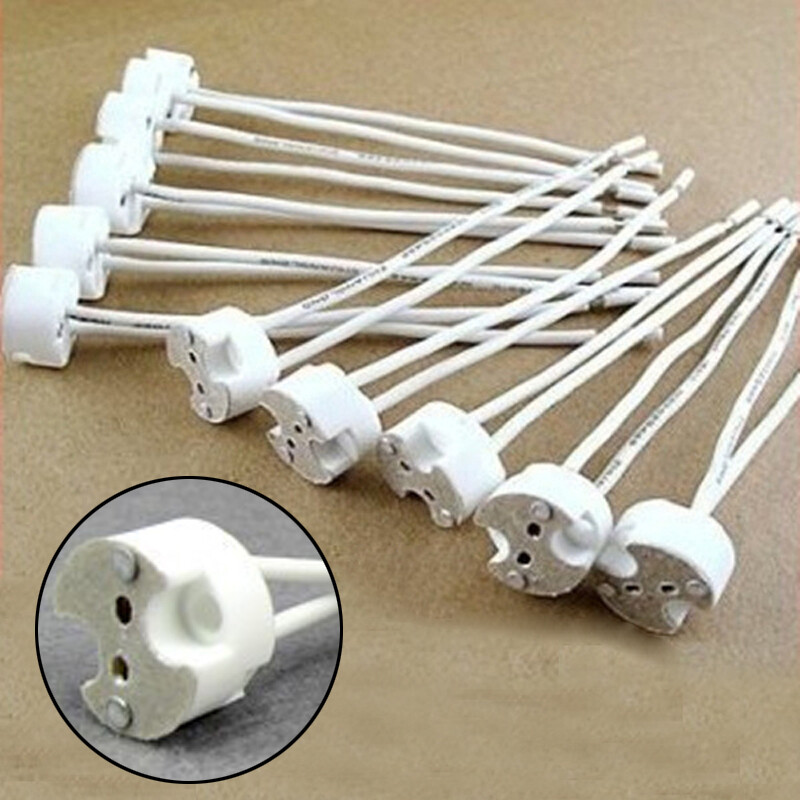 10pcs GU5.3 Ceramic Halogen Light Lamp Holder Wire Connector Socket MR16 G