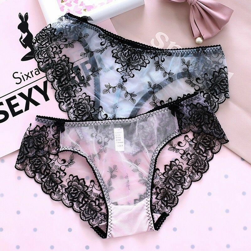 Women Lace Lingerie Sheer Embroidery Briefs Sexy Underwear Panties Knickers Soft