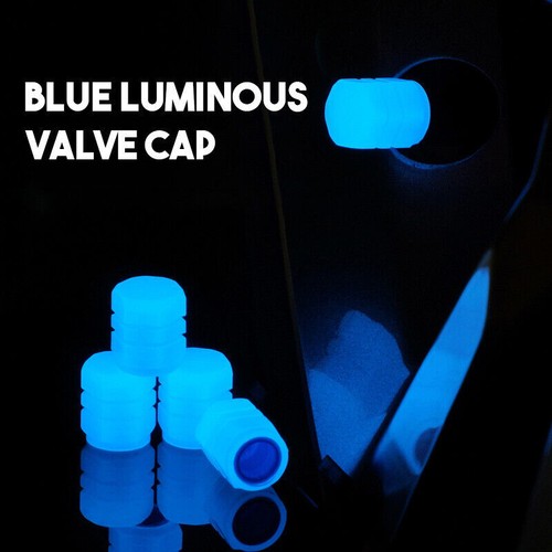 4PCS Universal Fluorescent Car Tire Valve Caps Luminous Tire Valve Stem Cap Blue