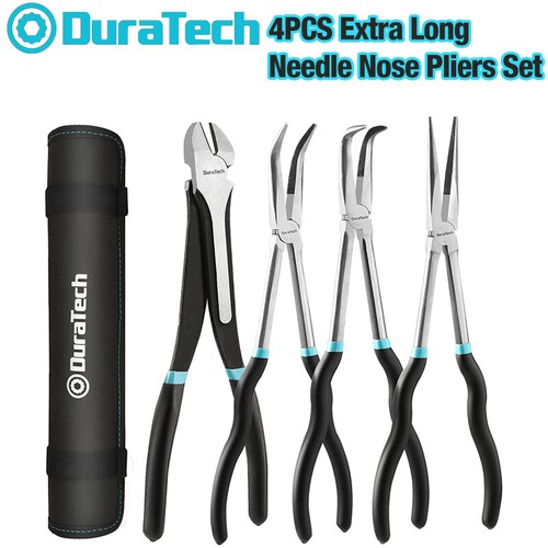 DURATECH Extra Long Needle Nose Pliers Set 4 PCS 11" Long Reach Straight Pliers