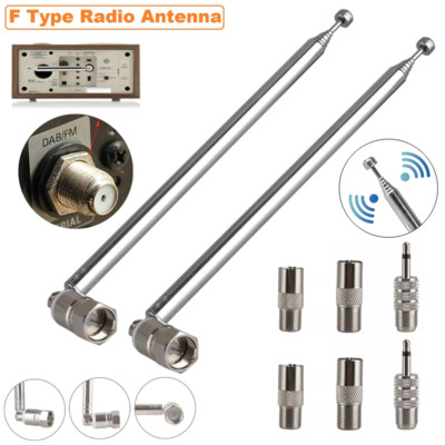 F Type Telescopic Aerial Antenna 750hm w/TV 3.5mm Adapter For Bose Wave Radio FM