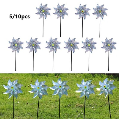5/10pcs Bird Repellent Reflective Bird Scarer Windmill High Reflection Pinwheels