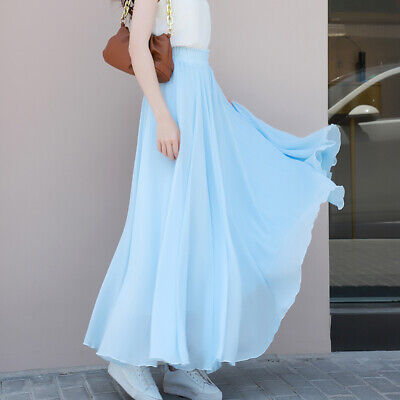 Long pleated skirt hot sale chiffon