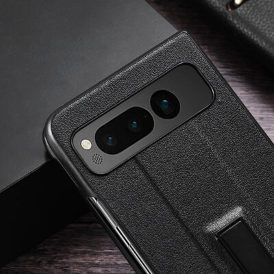 For Google Pixel Fold Shockproof Leather Case Kickstand Hybrid Protective Cover