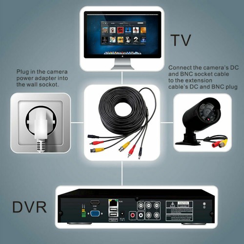 3PCS 50ft BNC Surveillance Cord CCTV Video Audio Security Camera Cable