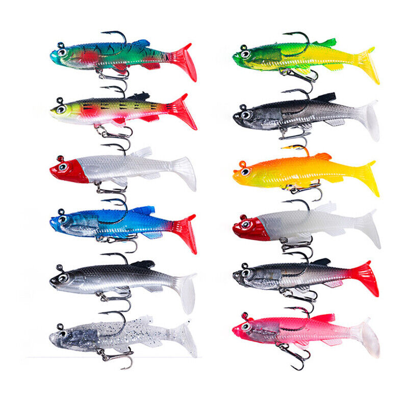 10x New Paddle Tail Minnow 3" 1/2 Oz Hook Size #6 Weighted Soft Bait Lures Bass