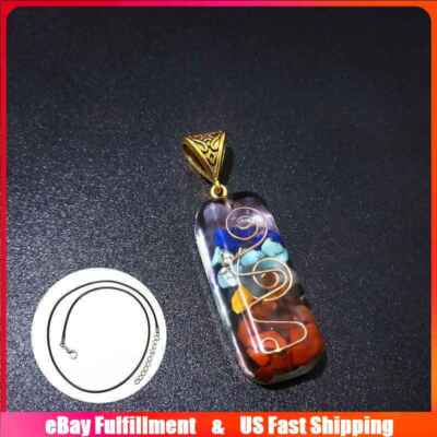 Natural 7 Chakra Healing Crystal Pendant Orgonite Energy Gemstone Necklace Reiki