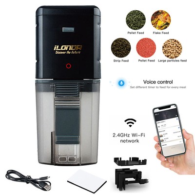 WiFi Intelligent Auto Fish Feeder Tank Food Dispenser Timer 175ml Capacity F2R5