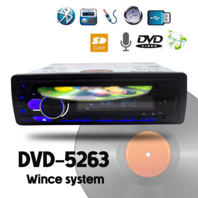 Single 1 Din Car Radio Bluetooth CD/DVD Stereo FM Player MP3 USB TF AUX Headunit