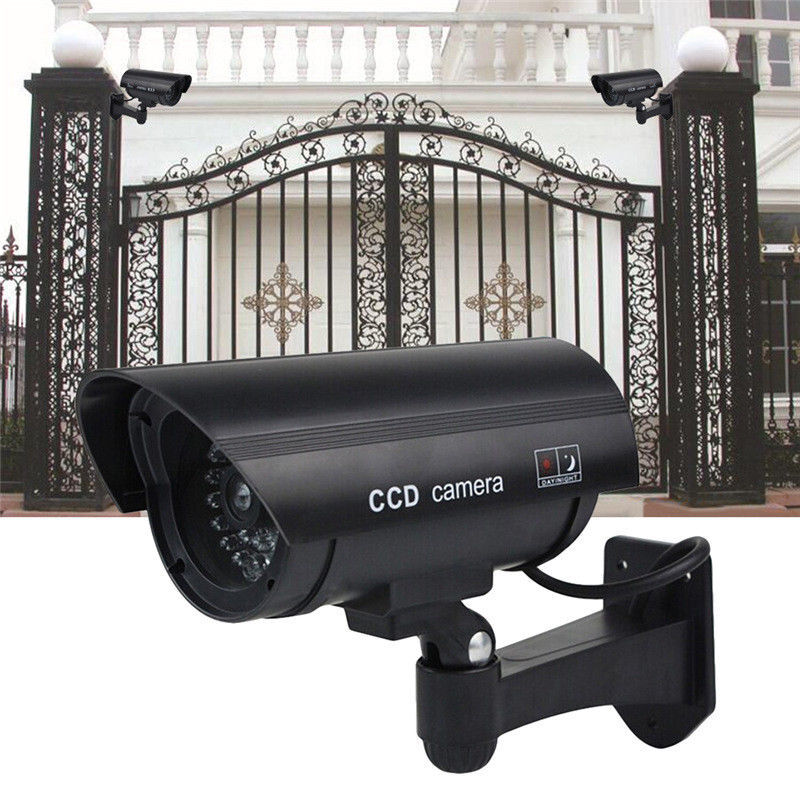 Dummy Security Camera Fake IR LEDs Flashing Light Home Surveillance CCTV Outdoor
