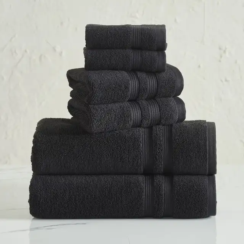 Solid 6/10/18-Piece Bath Towel Set, Cotton Textured Bathroom Towel Sets, Hand an
