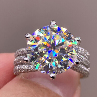 womens Cocktail Statement Big Pave Ring Silver Wedding Engagement Rings Crystal