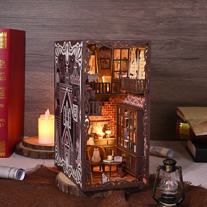DIY Book Nook Shelf Insert, Light Up No.9 Secret Castle