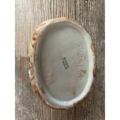 Vintage Jasco ceramic bird dove nest candle holder trinket box
