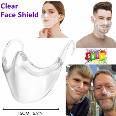 Clear Face Nose Mask Shield Safety Protector Reusable Plastic Transparent Cover