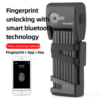ROCKBROS Bike Folding Fingerprint Lock 90cm Key Lock Smart Safe Bluetooth Lock