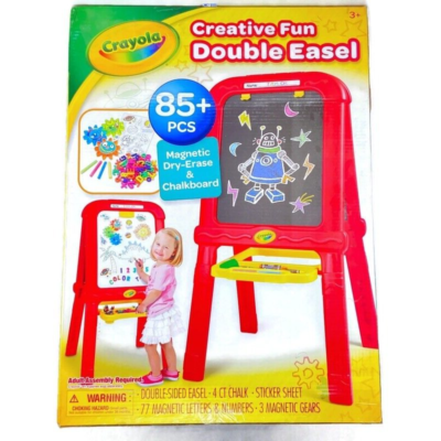 Crayola Easel Creative Fun Double Magnetic Chalkboard Dry Erase Whiteboard Tray