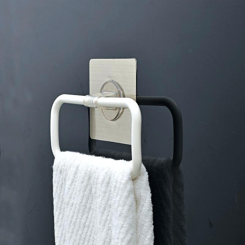 Portasciugamani Anello Rettangolare Fissaggio Adesivo Parete Bagno sus