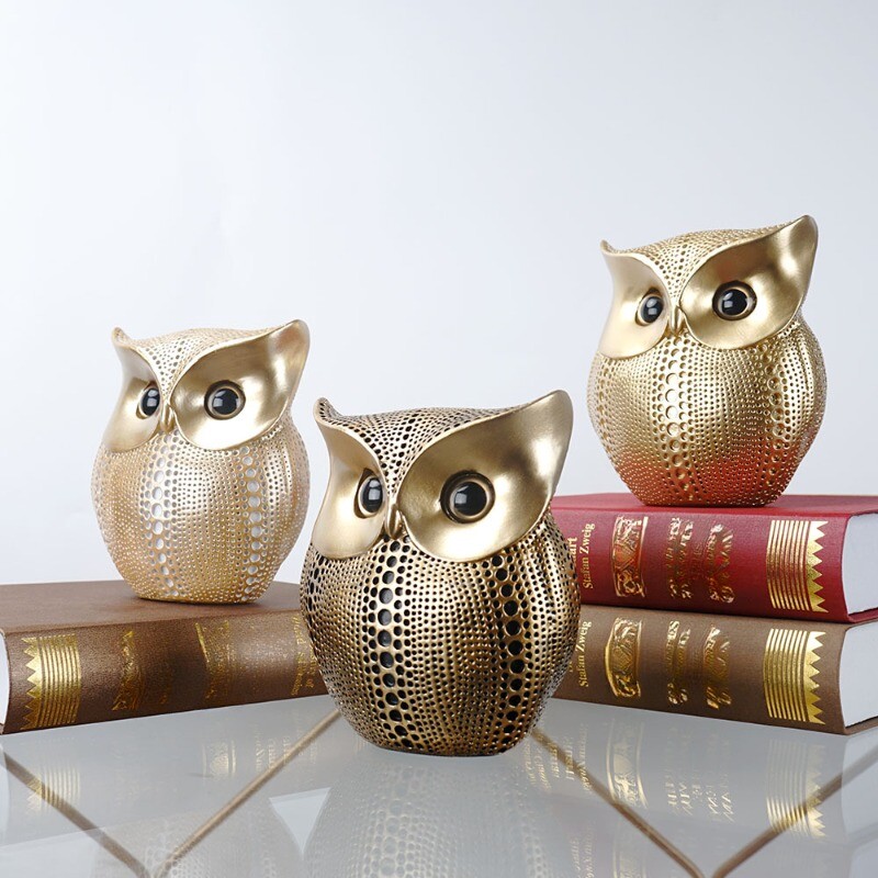 1PC Resin Owl Figurine Sculpture Statue Animal Crafts Home Decor Cute Gift