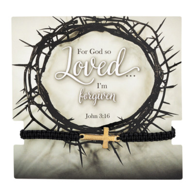 For God So Loved...I Am Forgiven Adjustable Cord Bracelet with Card John 3:16