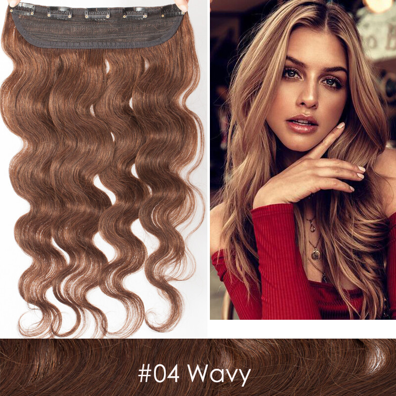 Wavy Straight Thick Clip In One Piece Remy Human Hair Extensions DIY Any Color G