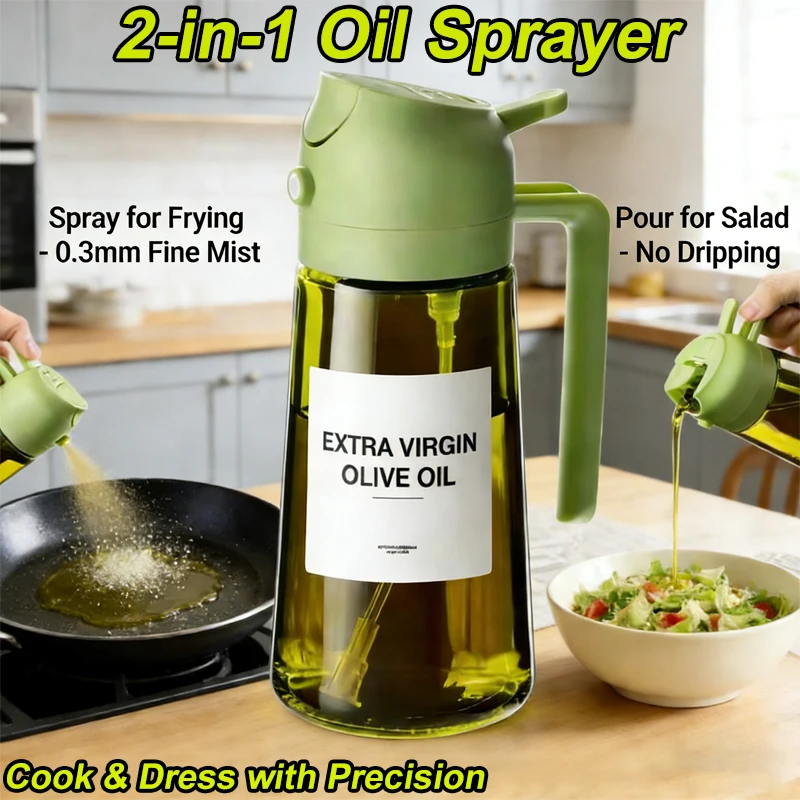 2 in 1 Olive Oil Sprayer Dispenser Baking Cooking BBQ Spray Bottle Kitchen Tool