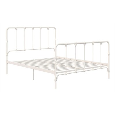 LikeHome Lida Farmhouse Metal Bed with Under Bed Storage in Full Frame in White