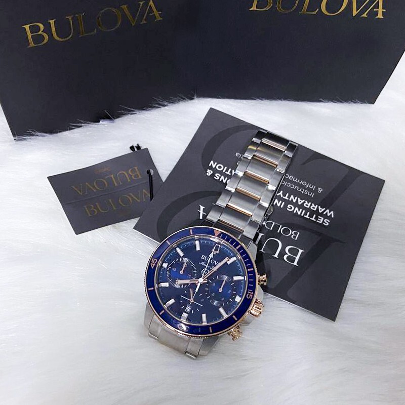 Pre-owned Bulova Series C Blue Dial Marine Star Men 98b301 Chronograph Watch (45mm)