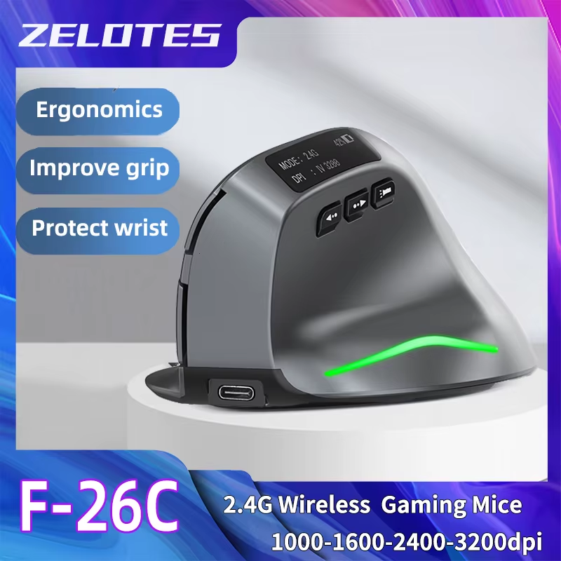 Zelotes F-26C Computer Laptop Office Mouse 2.4G Wireless Gaming Mouse Bluetooth
