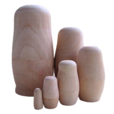 Russian Nesting Doll Blank Matryoshka Wood Unpainted DIY Handicraft (6 set) R1J6