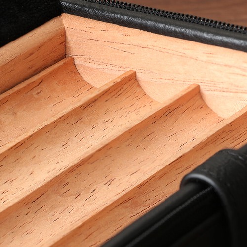 Galiner Travel Cigar Humidor Leather Case Cedar Wood Lined Holds 4ct W/ Gift Box
