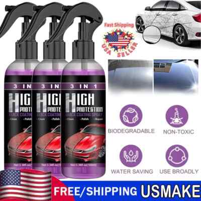 3PCS Car Coating 3 in 1 High Protection Quick Coat Ceramic Spray Hydrophobic