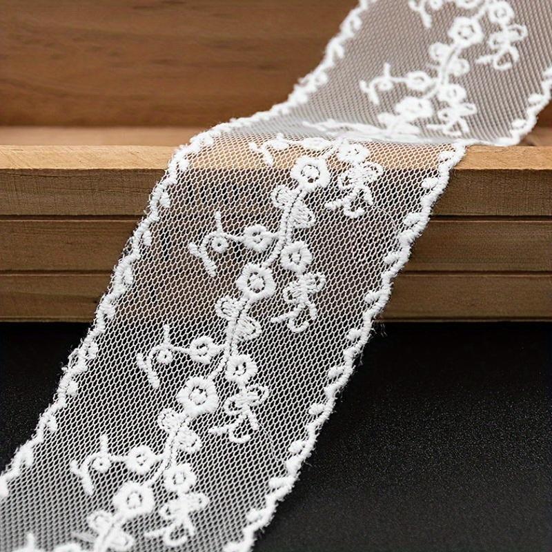 15Yards 5cm White Lace Mesh Trim Floral Embroidered Cotton Ribbon for Sewing DIY