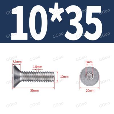 M10 - 10mm COUNTERSUNK BOLT CSK ALLEN KEY SOCKET SCREWS A2 STAINLESS STEEL