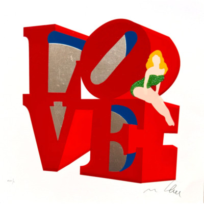 MARCO LODOLA - L.O.V.E. 30X30 con CORNICE serigrafia pop art love Pinup Robert