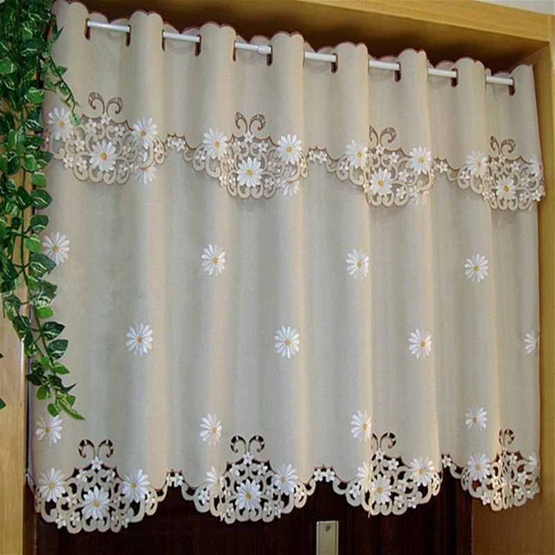Half Curtain Embroidered Kitchen Door Curtains Blackout Grommet
