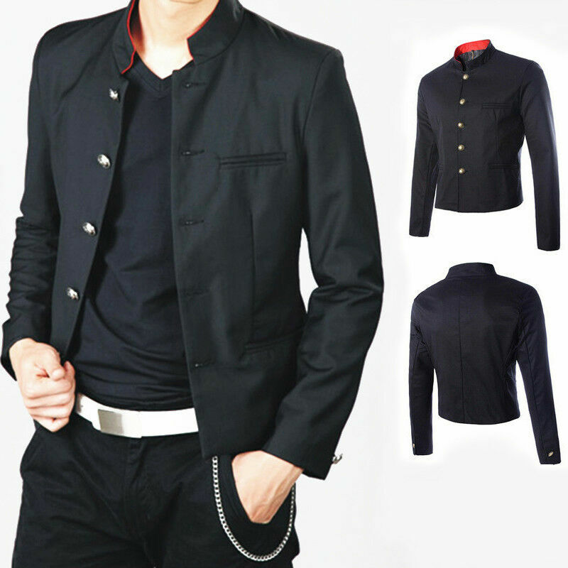 Herren einreihig langärmlige Jacke Blazer Japanisch Schuluniform enge Passform