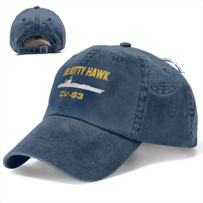 Adult USS Kitty Hawk CV-63 Washed Denim Baseball Cap