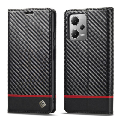 For Xiaomi Redmi Note 11s/12s/13 Pro Carbon Fibre Wallet Case Leather Flip Cover