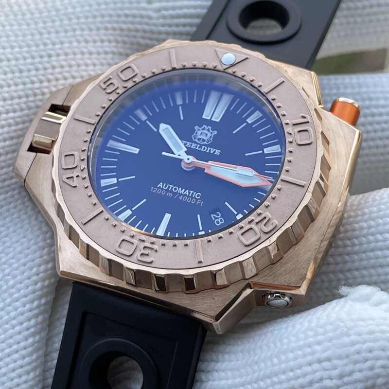 Pre-owned Proxima Steeldive Men Automatic Watch 1200m Waterproof Mens Dive Watches Luminous Bronze