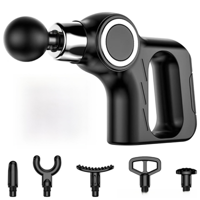 Black Portable Mini Triangle Massage Gun with 6 Heads & 6 Speed Setting - High