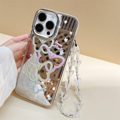 Colorful Butterfly Mirror Design Case For iPhone 16 15 14 13 12 11 Pro Max Cover