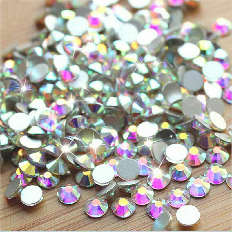 Crystal AB Rhinestones Nail Art Glitter Glass Flatback Gems 3D Tips Decoration