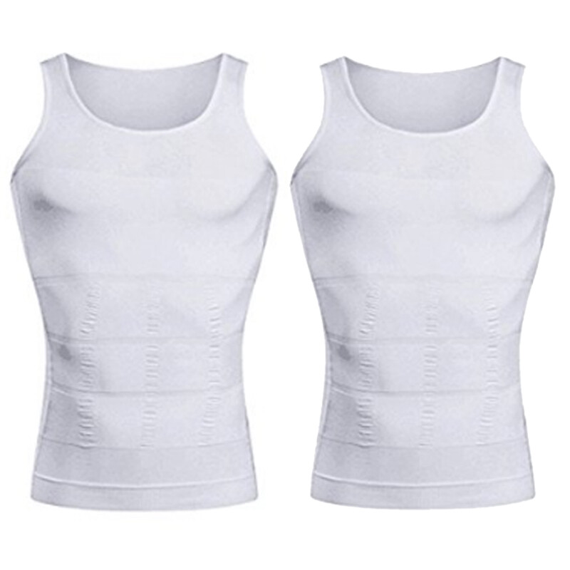 2PCS Men Body Shaper Slimming Tummy Vest Compression Shirt Tank Top